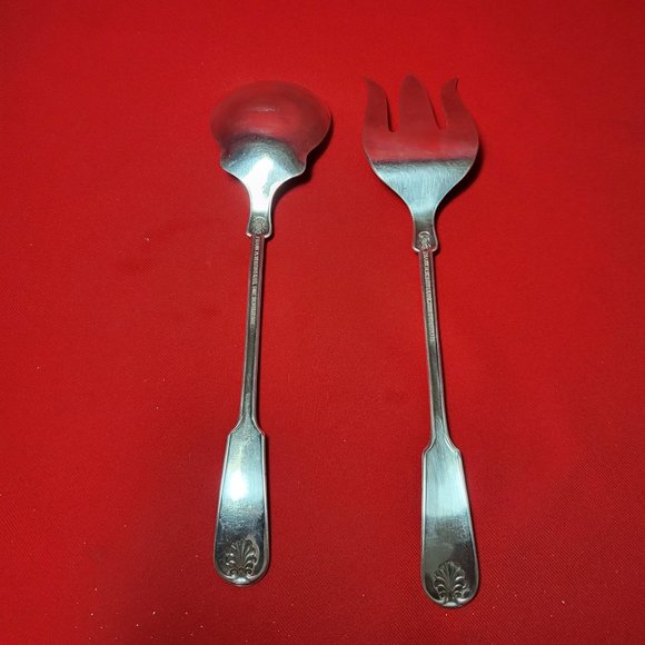 Frank M Whiting Fine Silverplate Serving Spoon & Fork Set - Picture 4 of 11